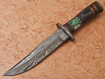 HS-542 Custom Handmade Damascus Huting Knife With Hard Wood & Bone Handle