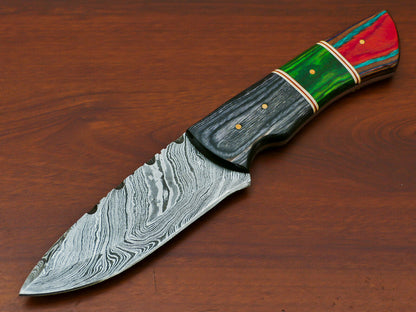 HS-808 Custom Handmade Damascus Skinner Knife With Custom Wood Handle