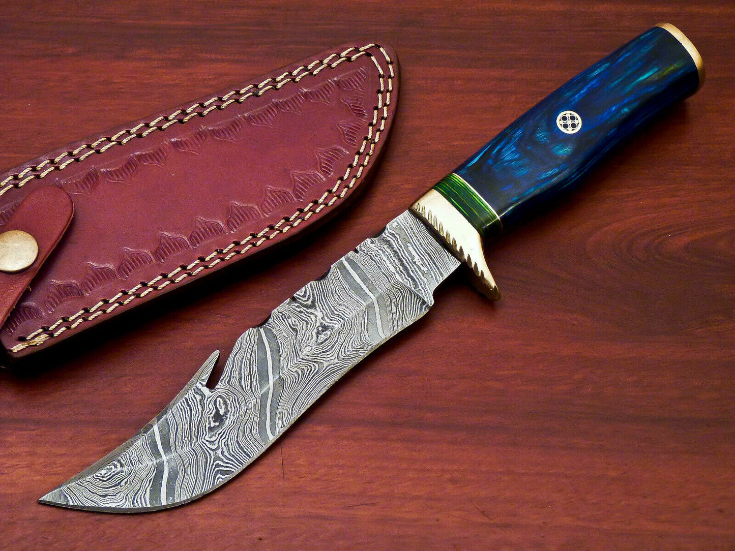 HS-518 Custom Handmade Damascus Hunting Blade Knife With Hard Wood Handle