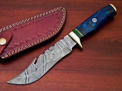 HS-518 Custom Handmade Damascus Hunting Blade Knife With Hard Wood Handle