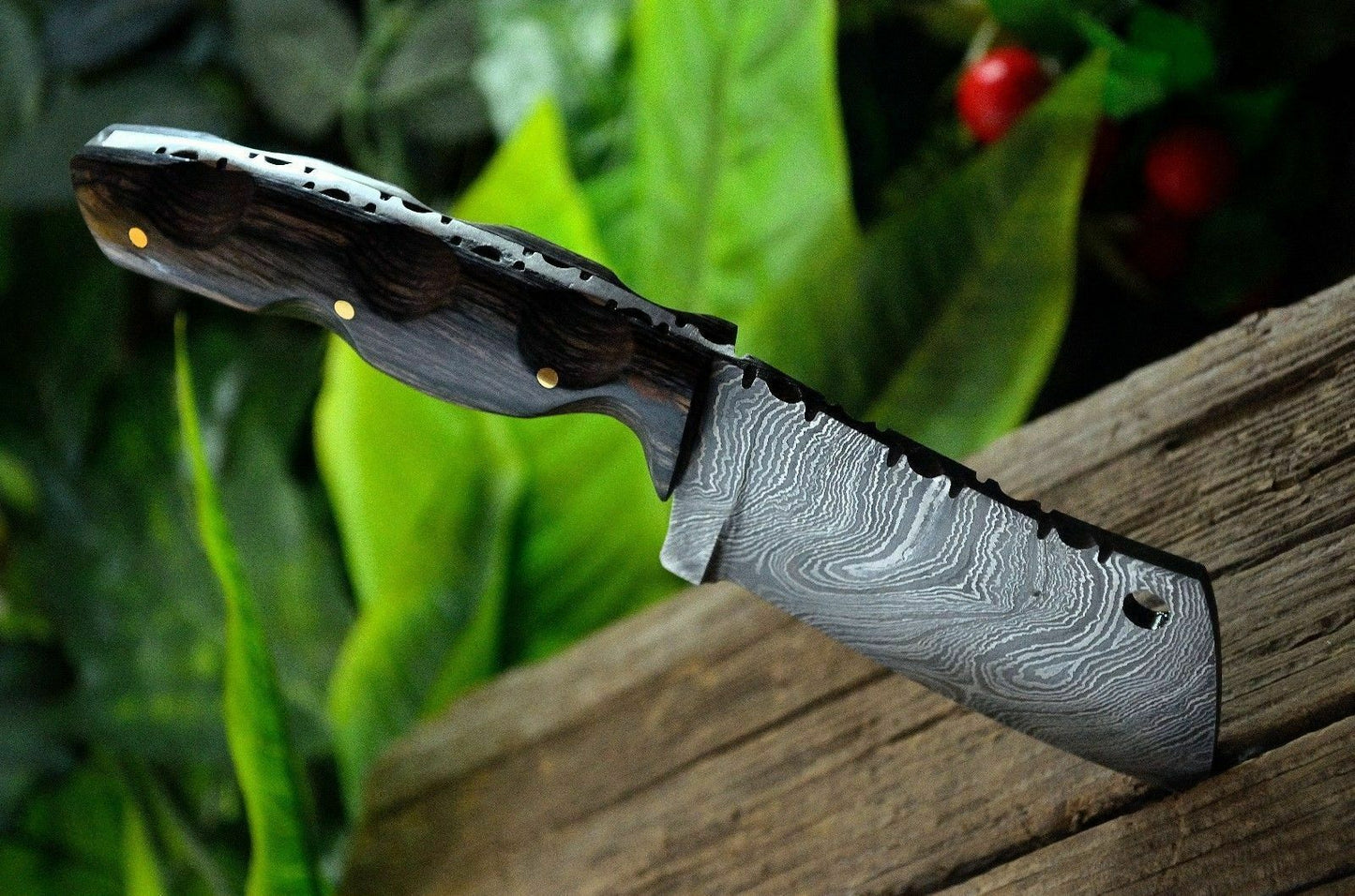 HS-826 Custom Handmade Damascus Mini Cleaver Knife With Hard Wood Handle