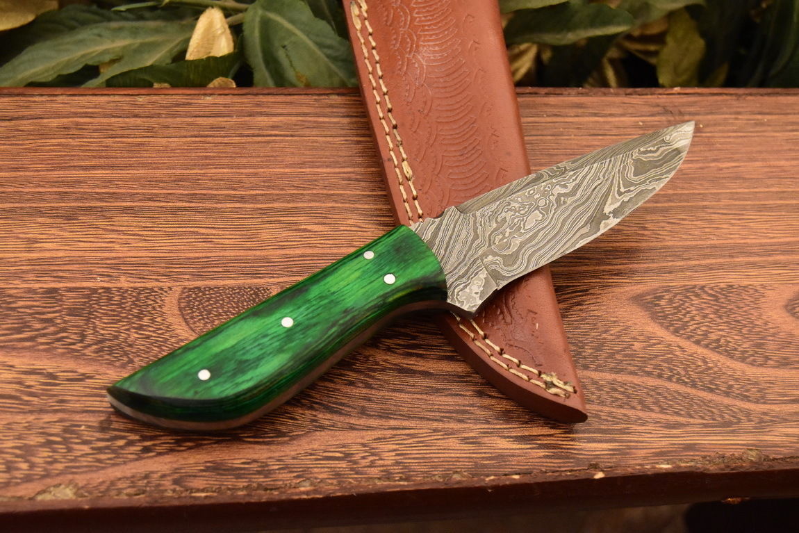 HS-832 Custom Handmade Damascus Skinner Knife With Hard Wood Handle