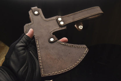 HS-1084 | Custom Handmade Damascus Tomahawk knife, Hatchet, Axe,Integral Natural Wood