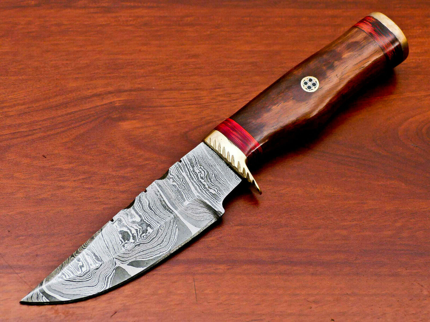 HS-514 Custom Handmade Damascus Hunting Edc Knife With Wood Handle