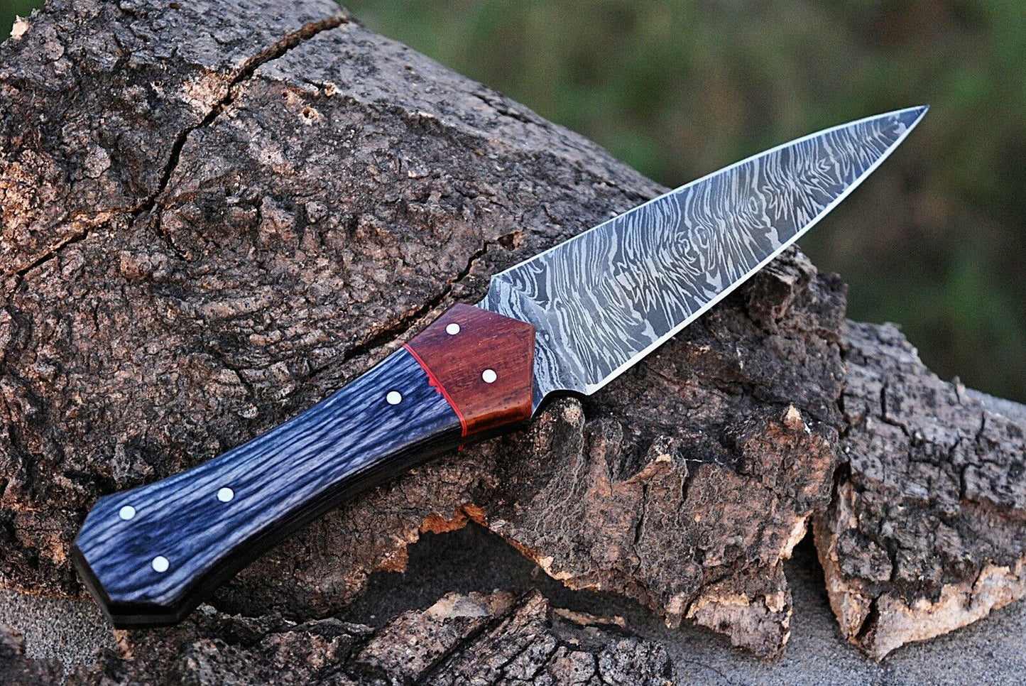 HS-863|Custom Handmade Damacsus Steel Dagger knife - Hard Wood Handle