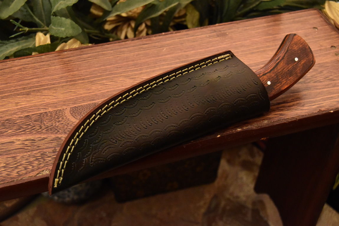 HS-837 Custom Handmade Damascus Skinner Knife With Hard Wood Handle