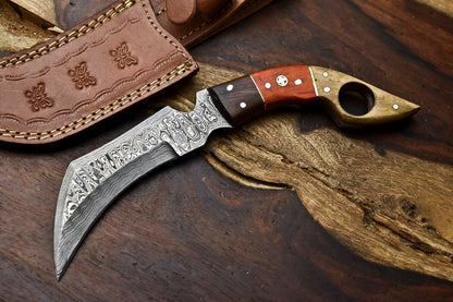 HS-897 Cutlery Salvation Handmade Damascus Hunting Blade Karambit Full Tang Knife