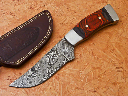 HS-547 Custom Handmade Damascus Hunting  Knife With Hard Wood Handle