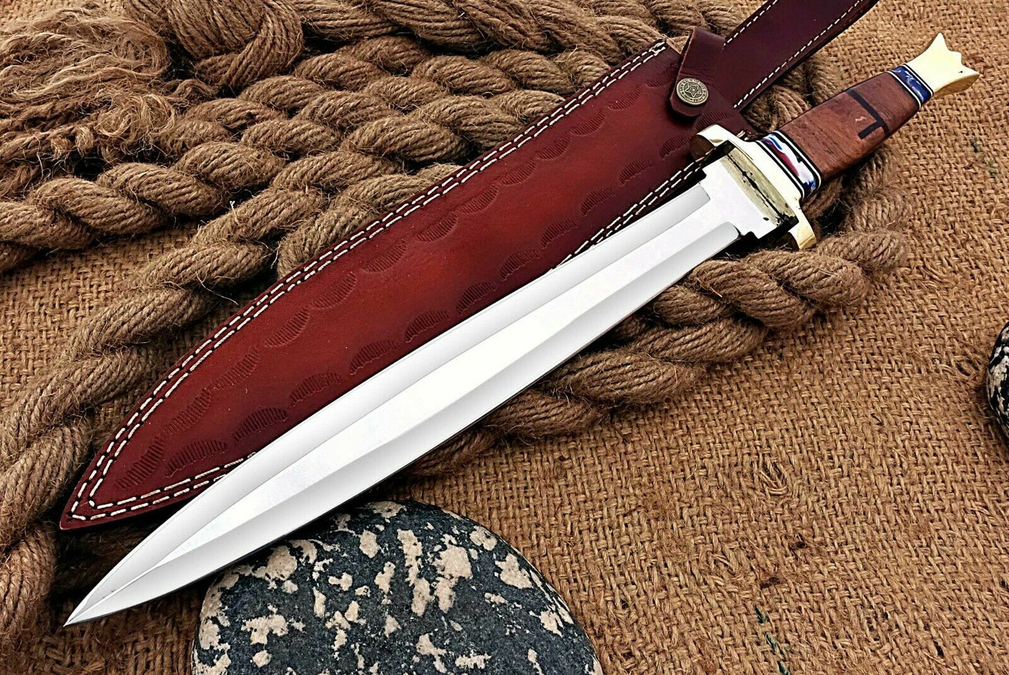 HS-1101 | Custom Handmade Steel D2 Fighter Hunting Combat Mini Sword knife With Resin Handle