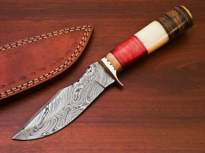 HS-520 Custom Handmade Damascus Hunting Blade Knife With Natural & Hard Wood Handle