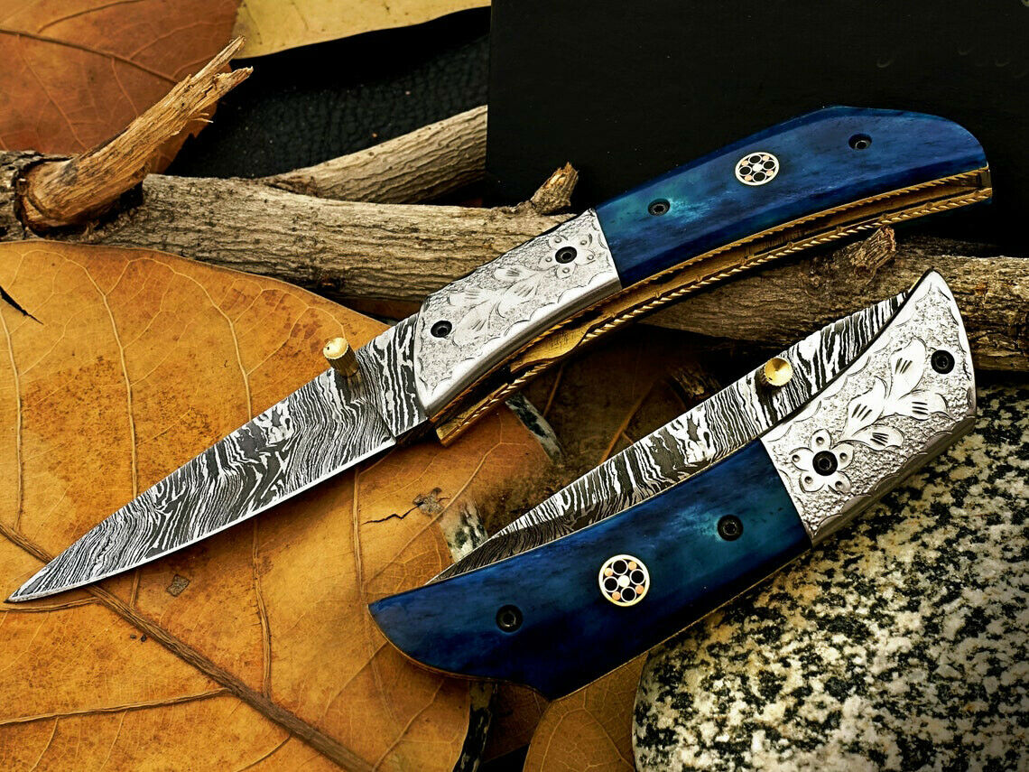 Damascus Steel Pocket Folding Knife – Liner Lock | HS-1114
