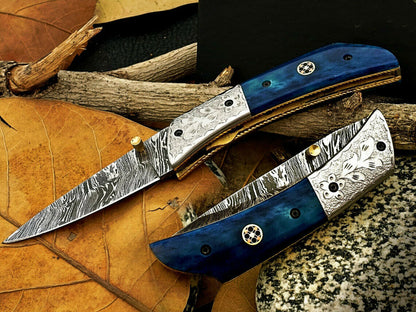 Damascus Steel Pocket Folding Knife – Liner Lock | HS-1114