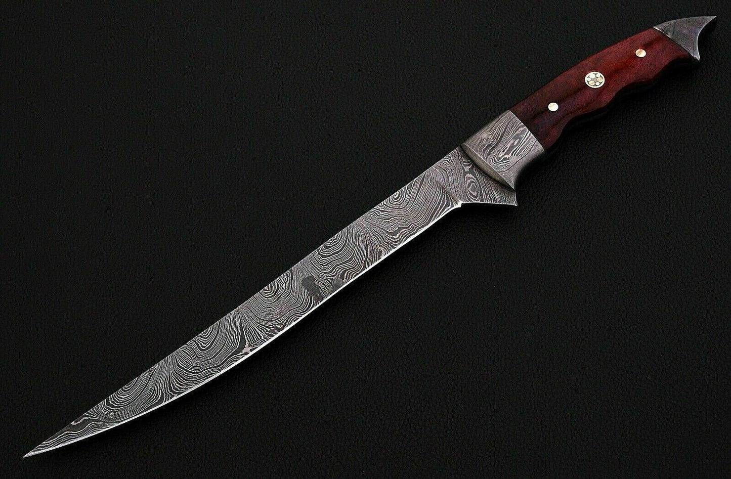Damascus Steel Fillet Knife – Fish Fillet with Leather Sheath | HS-1042