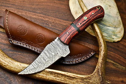 HS-596 Handmade Damascus Skinning Blade Camping Full Tang Knife