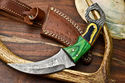 HS-895 Handmade Damascus Hunting Blade Karambit Full Tang Knife