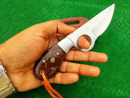 HS-986 Cowboy Knife Custom Handmade USA index Finger Tool Steel Skinner Knife