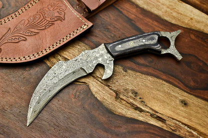 HS-904 Custom Handmade Damascus Hunting Blade Karambit Camping Full Tang Knife Gifts