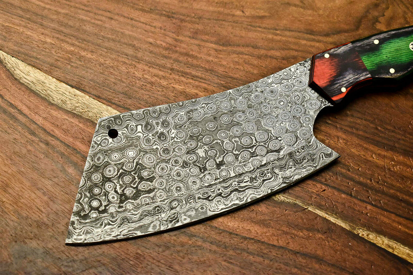 HS-274 Hand Made Damascus Steel Blade Chopper Cleaver Knife Full Tang Knife | Hard W