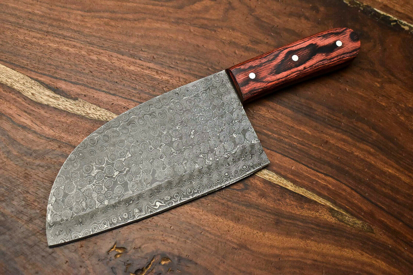 HS-272 Hand Made Damascus Steel Blade Chopper Cleaver Knife Full Tang Knife | Hard Wood