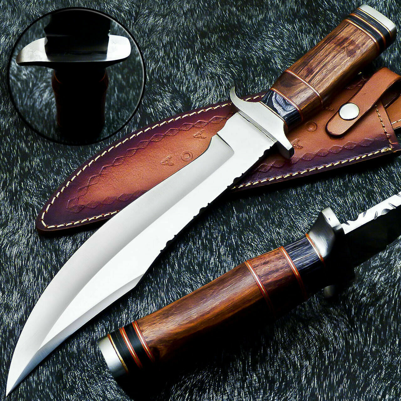 HS-313 Custom Handmade D2 TOOL Steel Blade 15" Bowie Hunting Knife Hard Wood