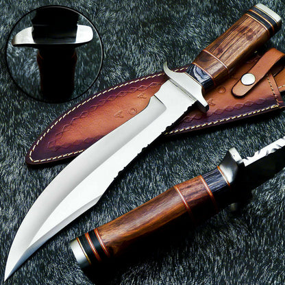 HS-313 Custom Handmade D2 TOOL Steel Blade 15" Bowie Hunting Knife Hard Wood