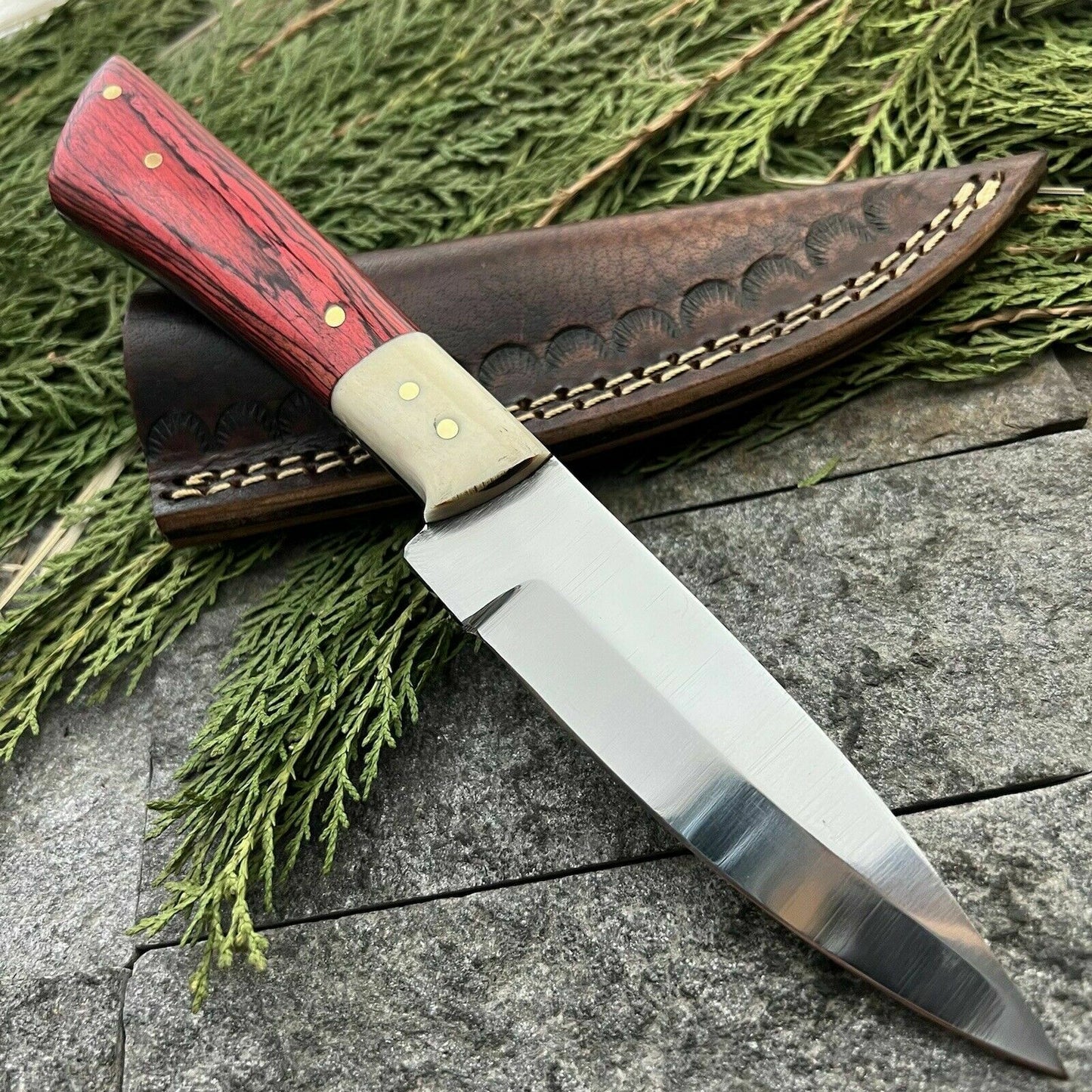 HS-383 '' Custom Handmade D2 Steel High Polish Hunting Skinner Knife W/Sheath
