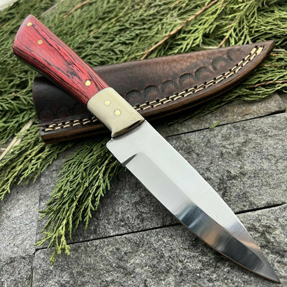 HS-383 '' Custom Handmade D2 Steel High Polish Hunting Skinner Knife W/Sheath