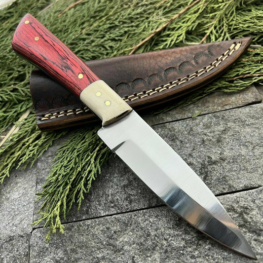 HS-383 '' Custom Handmade D2 Steel High Polish Hunting Skinner Knife W/Sheath