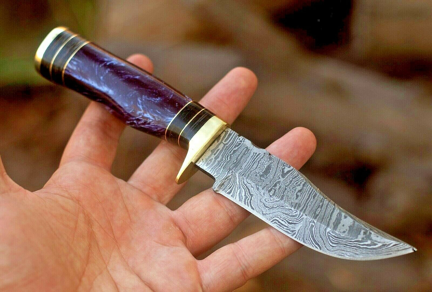HS-475 Custom Handmade Damascus Hunting Knife With Resin Handle