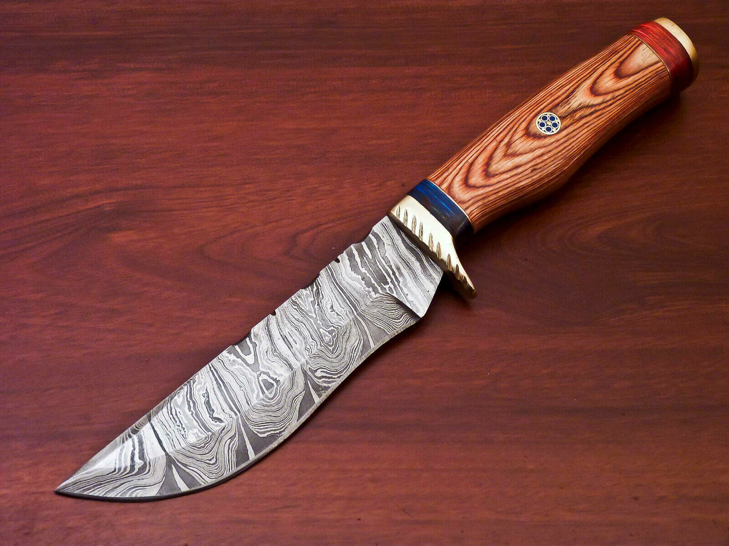 HS-511 Custom Handmade Damascus Hunting Knife With Hard Wood Handle