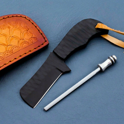 HS-950 Compact J2 Steel Bull Cutter Knife – 5 Inch, Ceramic Coated, Leather Sheath