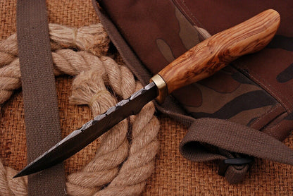 HS-428 | Custom Handmade Damascus Steel Hunting Knife - Beautiful Wood Handle