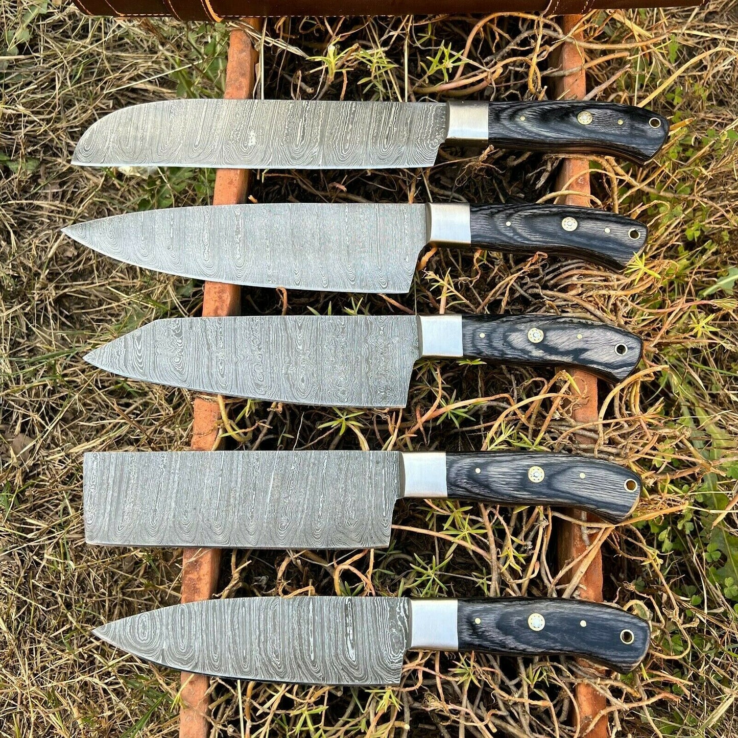 HS-132 '' Hand Forged Damascus Steel Hunting Chef Set Kitchen Knife W/ Sheath