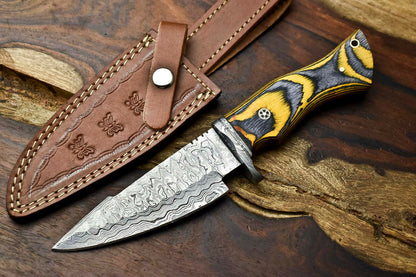 HS-395 | Handmade Damascus Steel Blade Hunting Knife | HARD WOOD