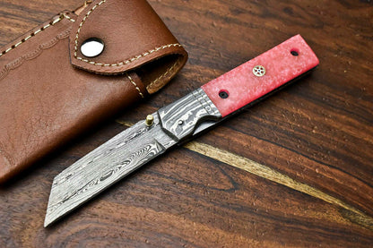 HS-1135 Custom Handmade Damascus Steel Blade Liner-Lock Pocket Folding Knife | CORIAN