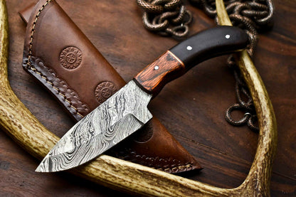 HS-696 Custom Handmade Damascus Steel Skinner Knife - Beautiful Wood Handle