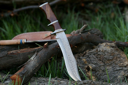 HS-306 CUSTOM 14'' DAMASCUS KNIFE, Handmade, Damascus Steel Bowie knife, with sheath