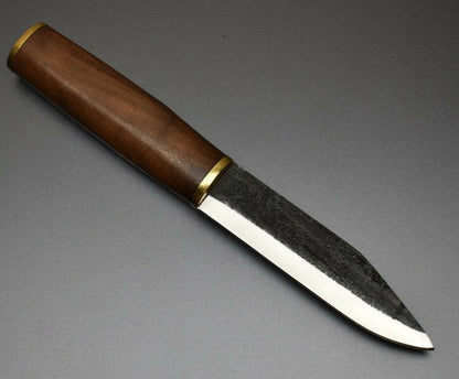 HS-426 | Custom Handmade Railroad Steel Hunting-BushCarft Puukko Knife - Beautiful Wood Handle