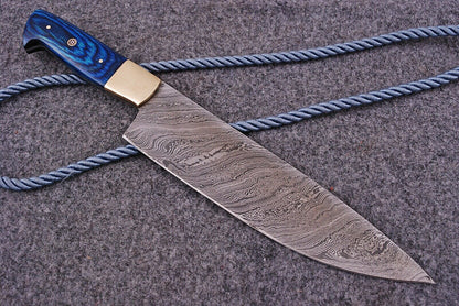 HS-291 Custom Handmade Damascus Kitchen/Chef Knife - Hard Wood Handle - Best Price