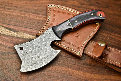 HS-1052 Handmade Damascus Mini Axe Blade Camping Full Tang Axe For Sale