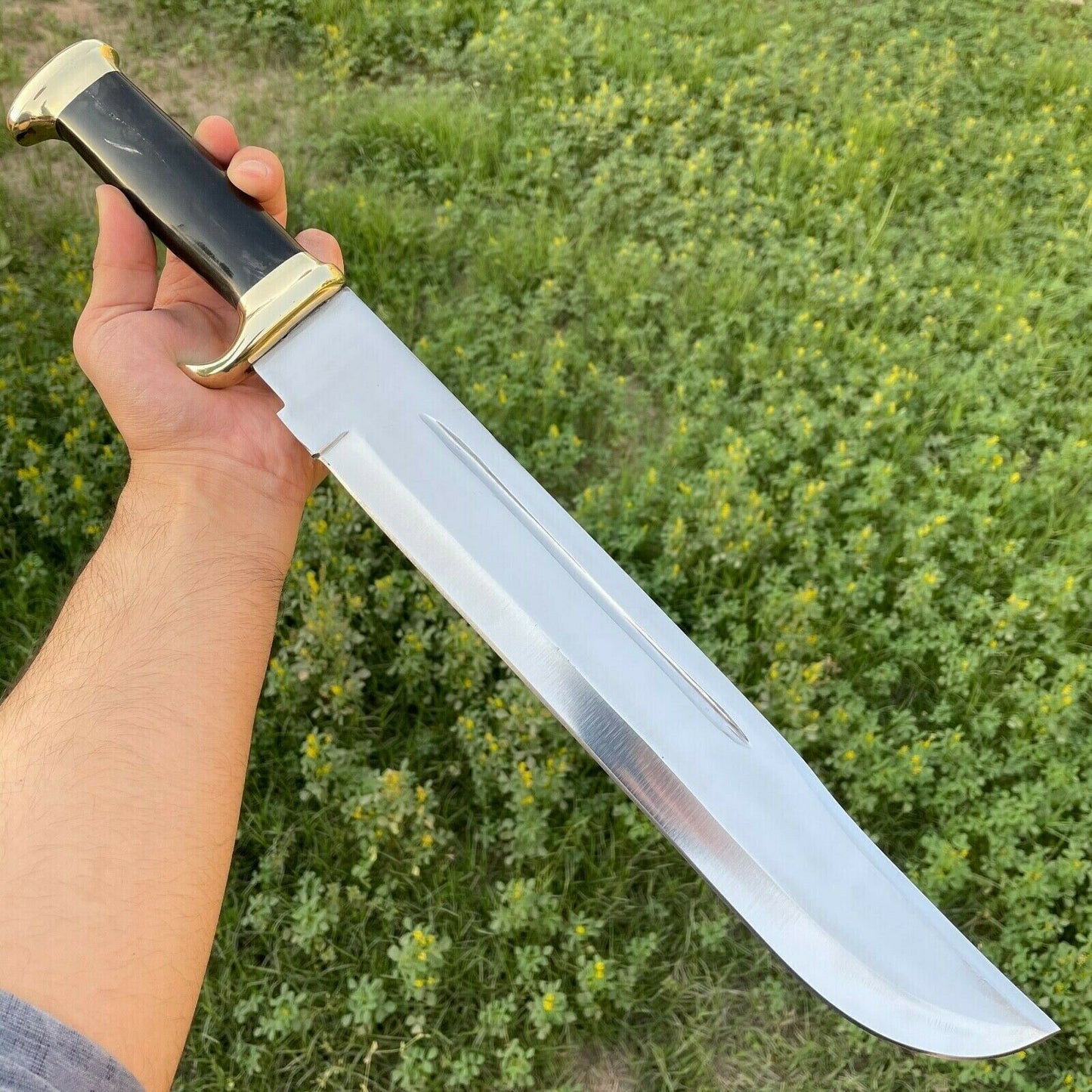HS-382 '' 20'' Custom Hand Forged D2 Steel Crocodile Dundee Bowie Knife W/Sheath
