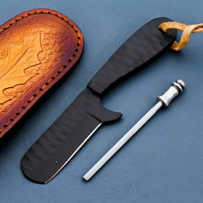 HS-948 Handmade J2 Tool Steel Bull Cutter Knife – Full Tang Fixed Blade, Oil Tempered