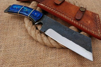HS-465  Custom Handmade Railroad Steel Cleaver Knife With Hard Resin Handle