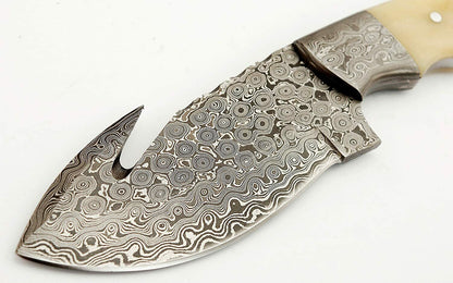 HS-821 Custom Handmade Damascus Skinner Knife With Camel Bone Handle