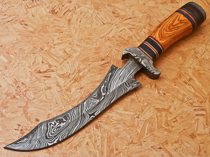 HS-546 Custom Handmade Damascus Hunting Knife With Hard Wood Handle