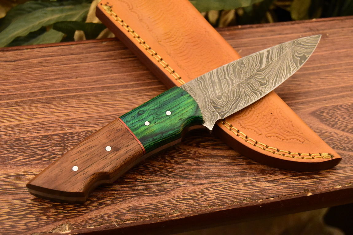 HS-835 Custom Handmade Damascus Skinner Knife With Hard Wood Handle