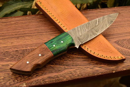 HS-835 Custom Handmade Damascus Skinner Knife With Hard Wood Handle