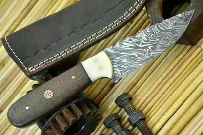 HS-849 Custom Handmade Damascus Skinner Knife - With Walnut Handle