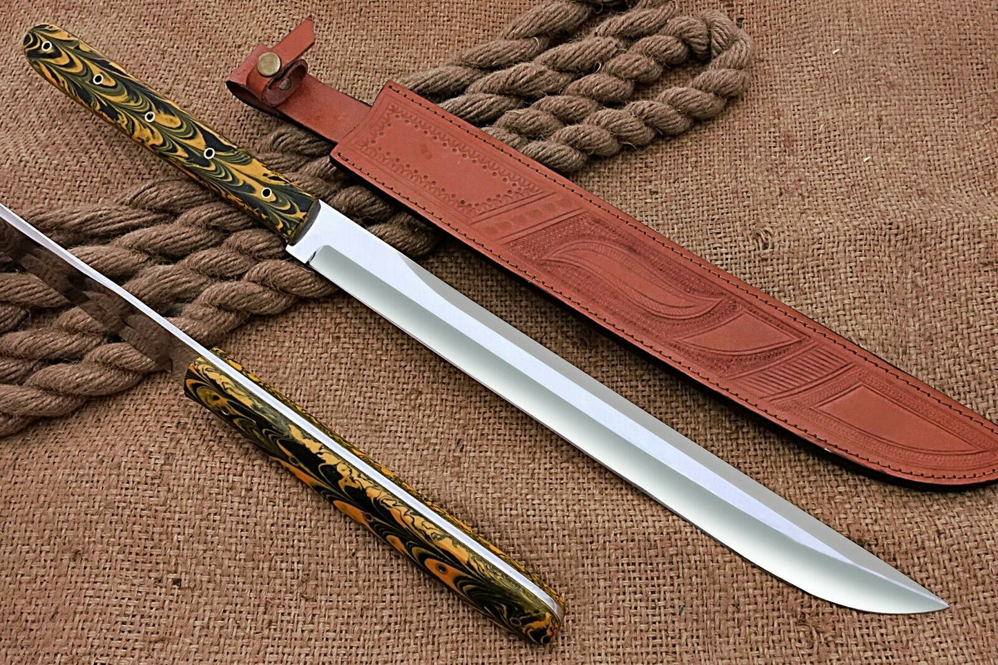 HS-1102 | Custom Handmade Steel D2 Fighter Hunting Combat Mini Sword knife With Resin Handle