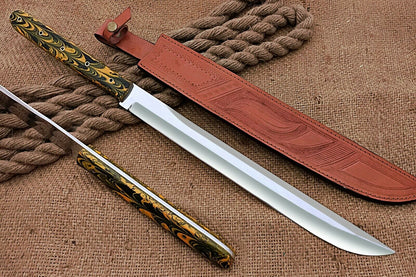HS-1102 | Custom Handmade Steel D2 Fighter Hunting Combat Mini Sword knife With Resin Handle